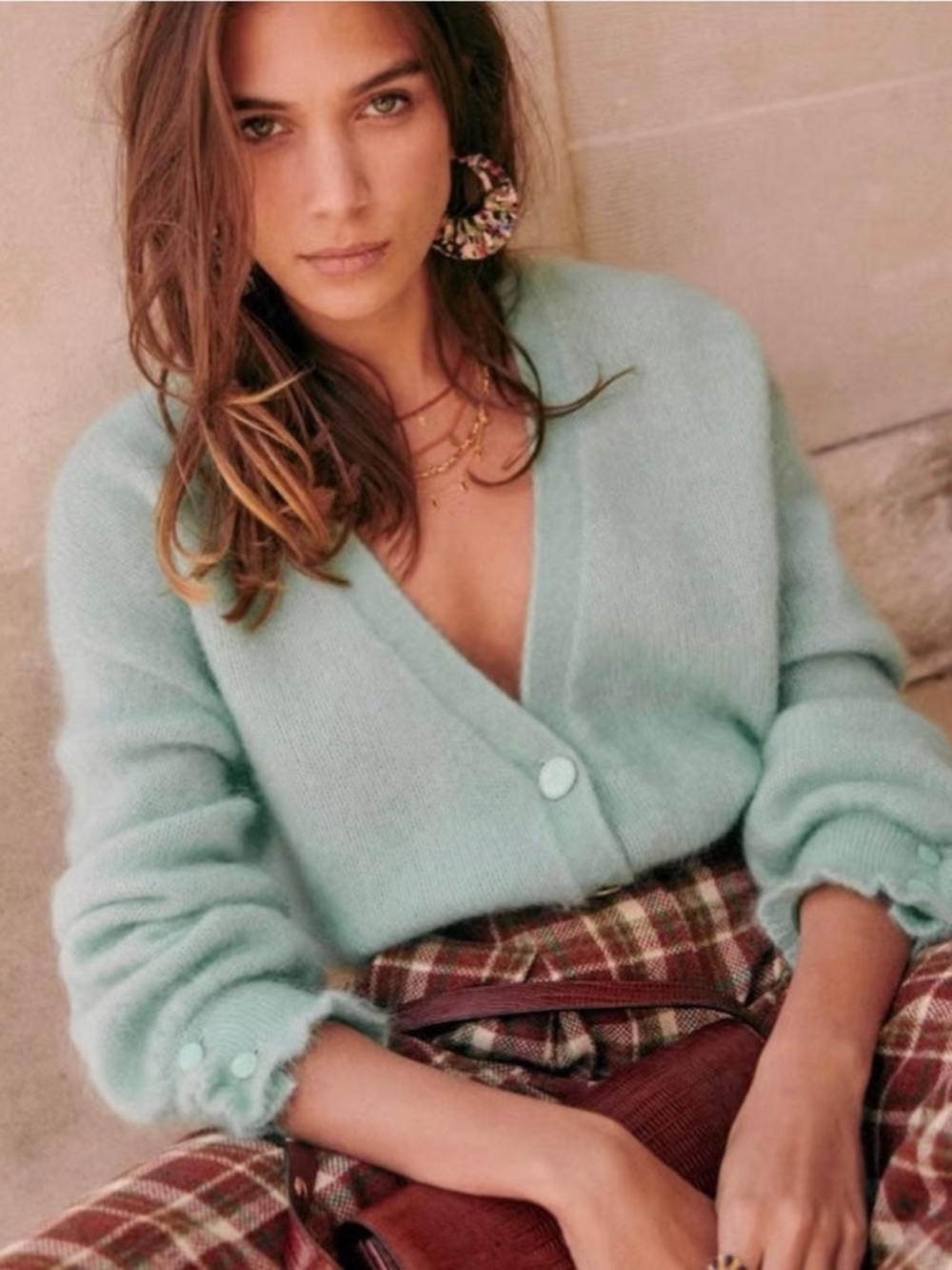 Sezane MIA Cardigan Vert d'eau NWT